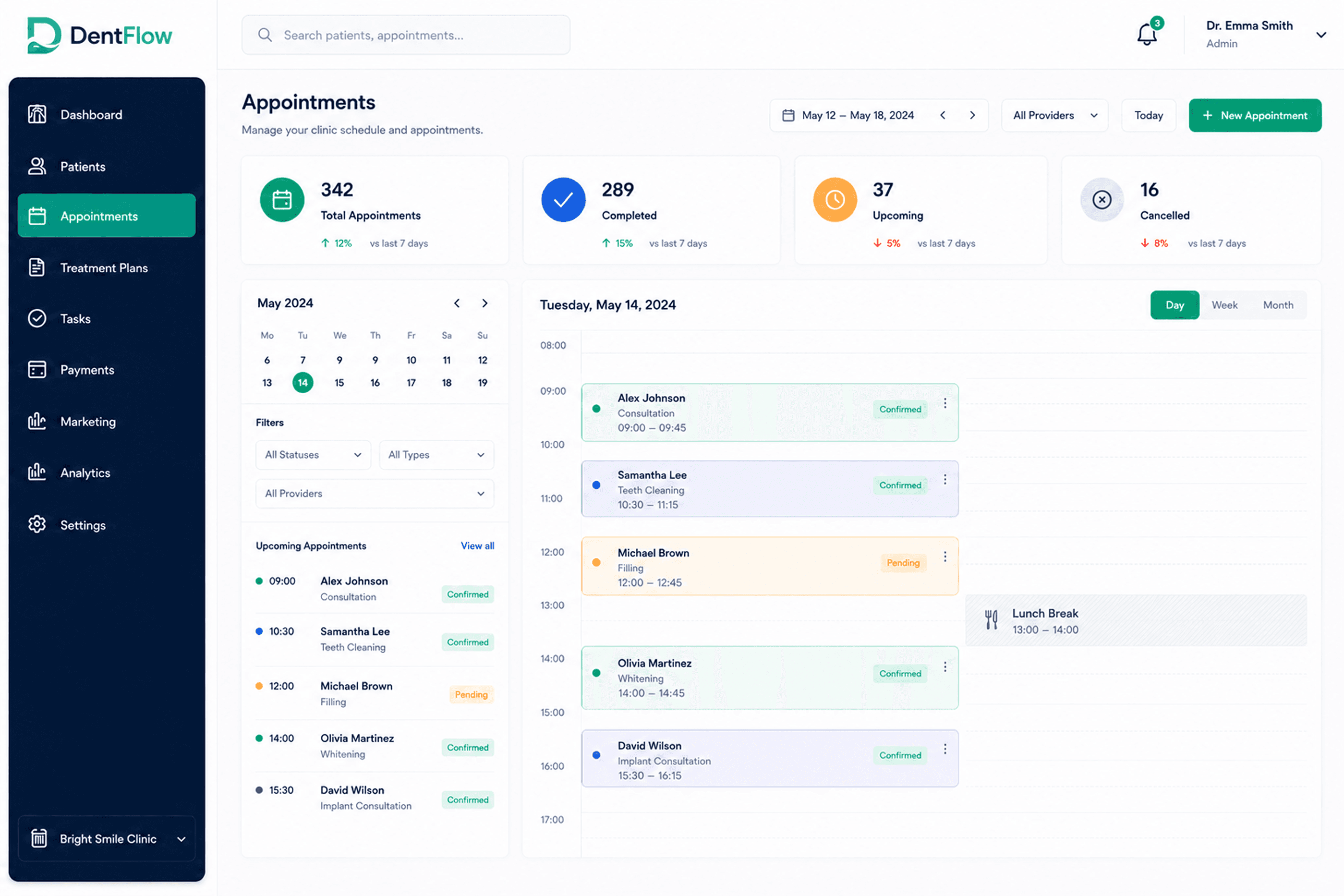 DentFlow appointments calendar